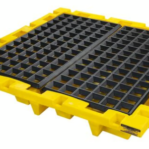 Supplier of EAGLE 4 Drum Plastic Pallet, Nestable, With Drain, Yellow (1646) in UAE